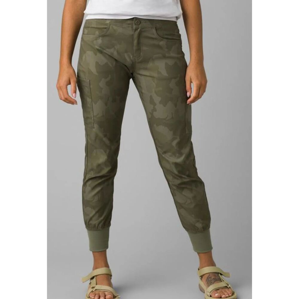 PRANA Halle Jogger II Camo Standard Fit Green Hiking Cargo Pants Womens 4 Reg